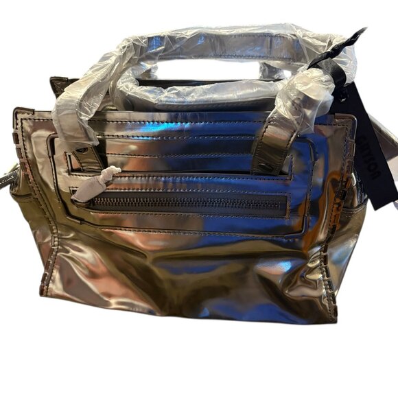 Grayson Holiday 2012 Studded Metallic Pewter Leather Satchel - Picture 5 of 10